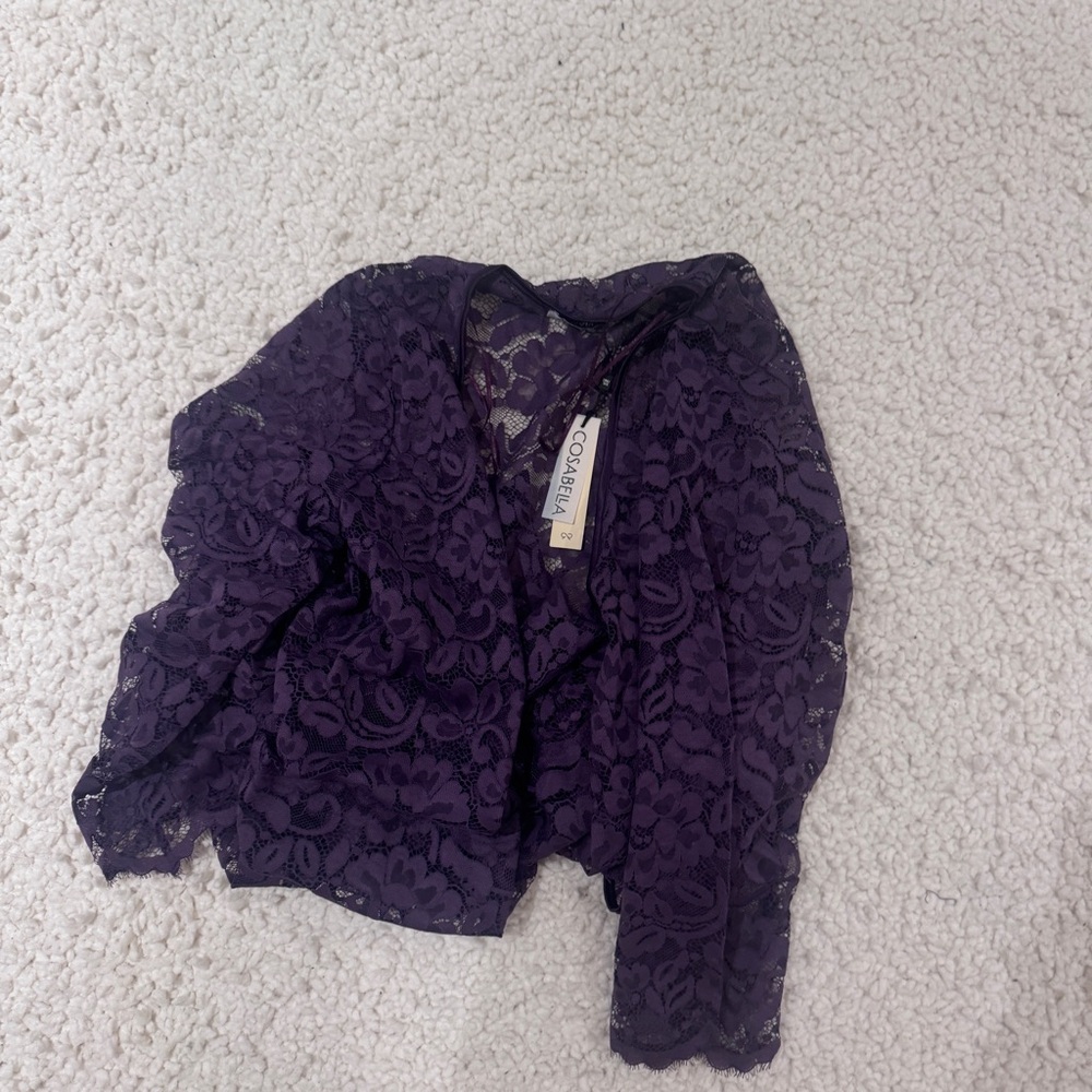NWT Cosabella Lingerie Magnolia Robe in Purple Lace - Picture 5 of 7